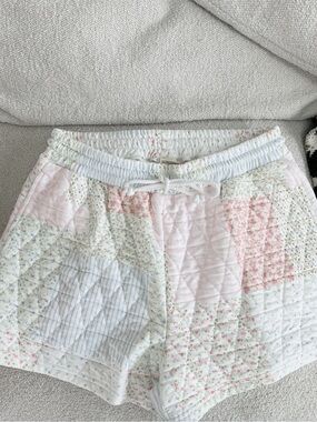 Sunkissed Coconut Quilted Patchwork Drawstring Women’s Shorts Large